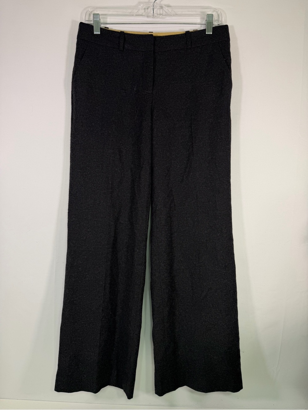 Boden Charcoal Wool Blend Wide Leg Tailored Trousers Size 10